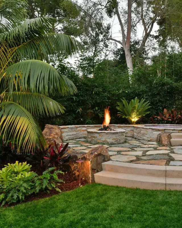 Outdoor and grounds maintenance Costa Rica — lush tropical garden and cleared grounds around a villa
